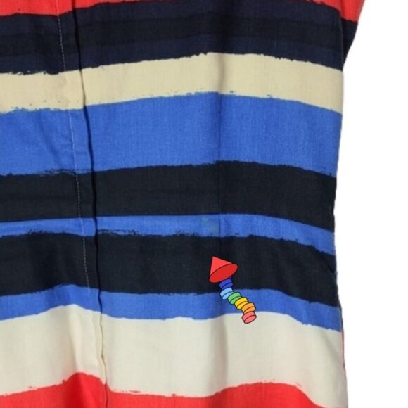 KATE SPADE Jillian Linen Blend Striped Bow-Waist Midi Dress Women's Size 6 - Picture 16 of 16